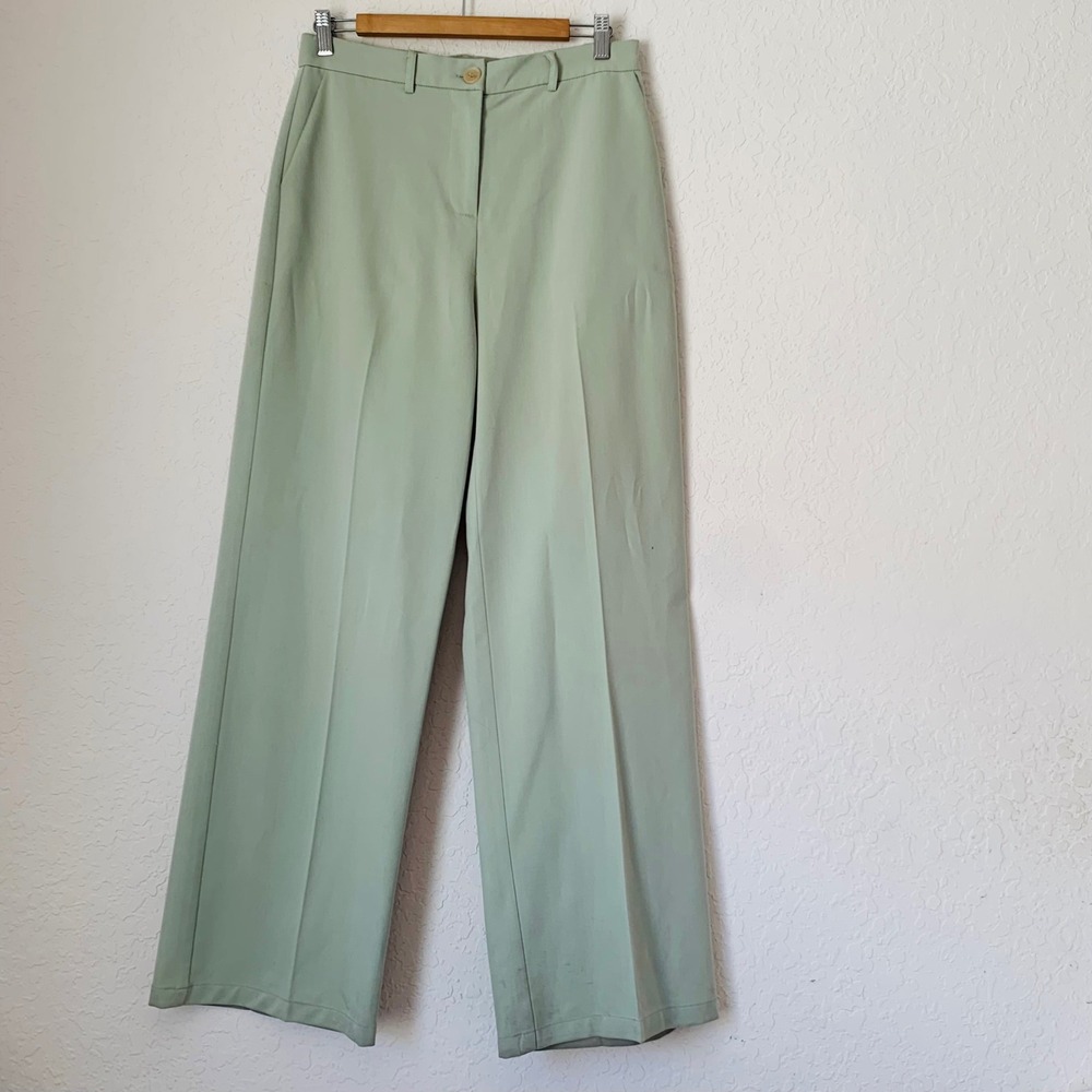 Motel Wide Leg Trousers Women M Sage Green High Waist Quiet Luxury Career Preppy